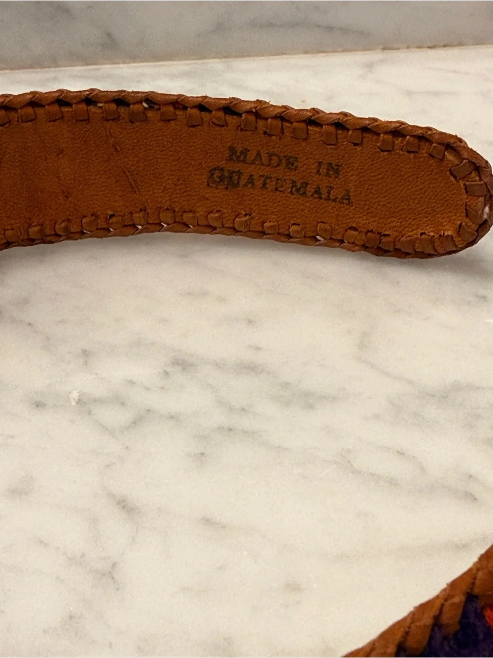 Vintage 90’s Multicolor Leather & Cotton Headband